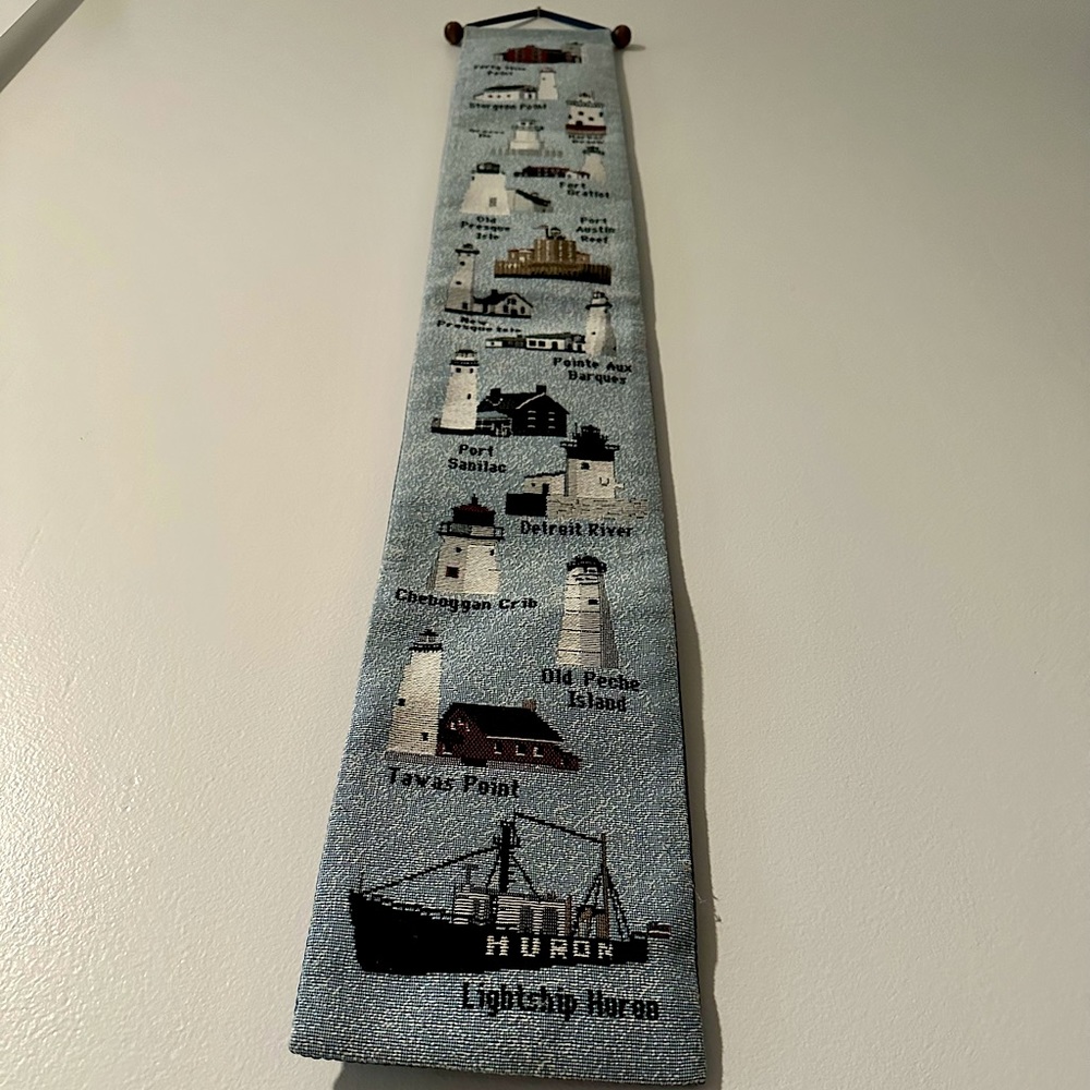 *❤️ 2 for $15* Michigan Great Lakes scenic landmarks fabric art